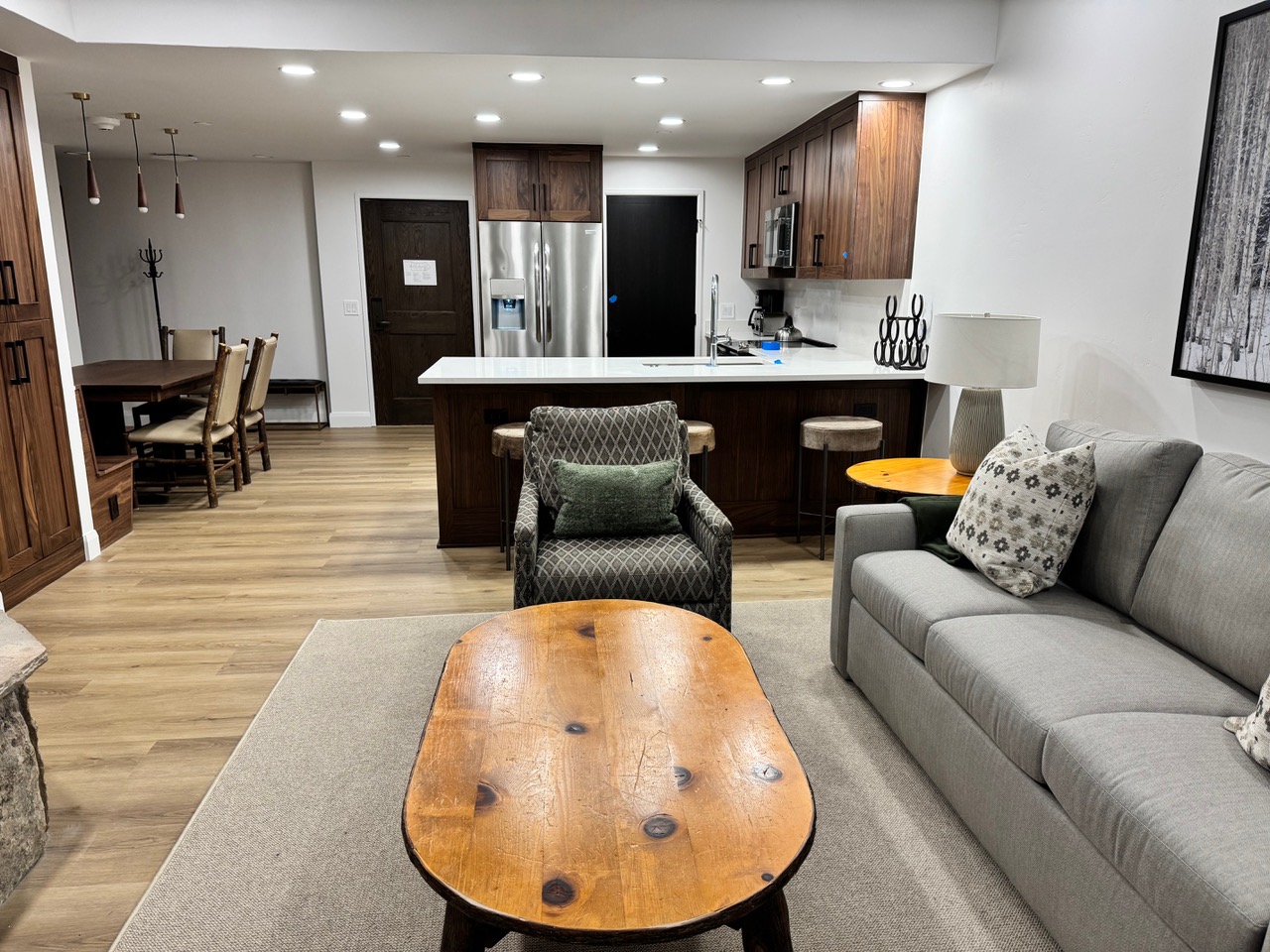 Living room area in a ski cottage in Colorado 